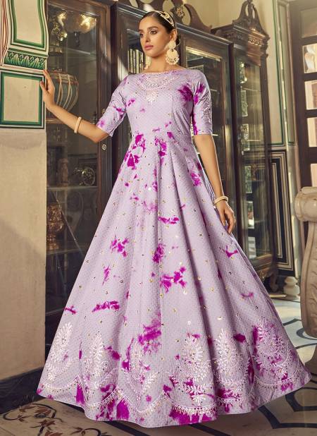Purple Colour Kf Flory 20 Heavy Fancy Stylish Festive Wear Designer Anarkali Gown Collection 4736